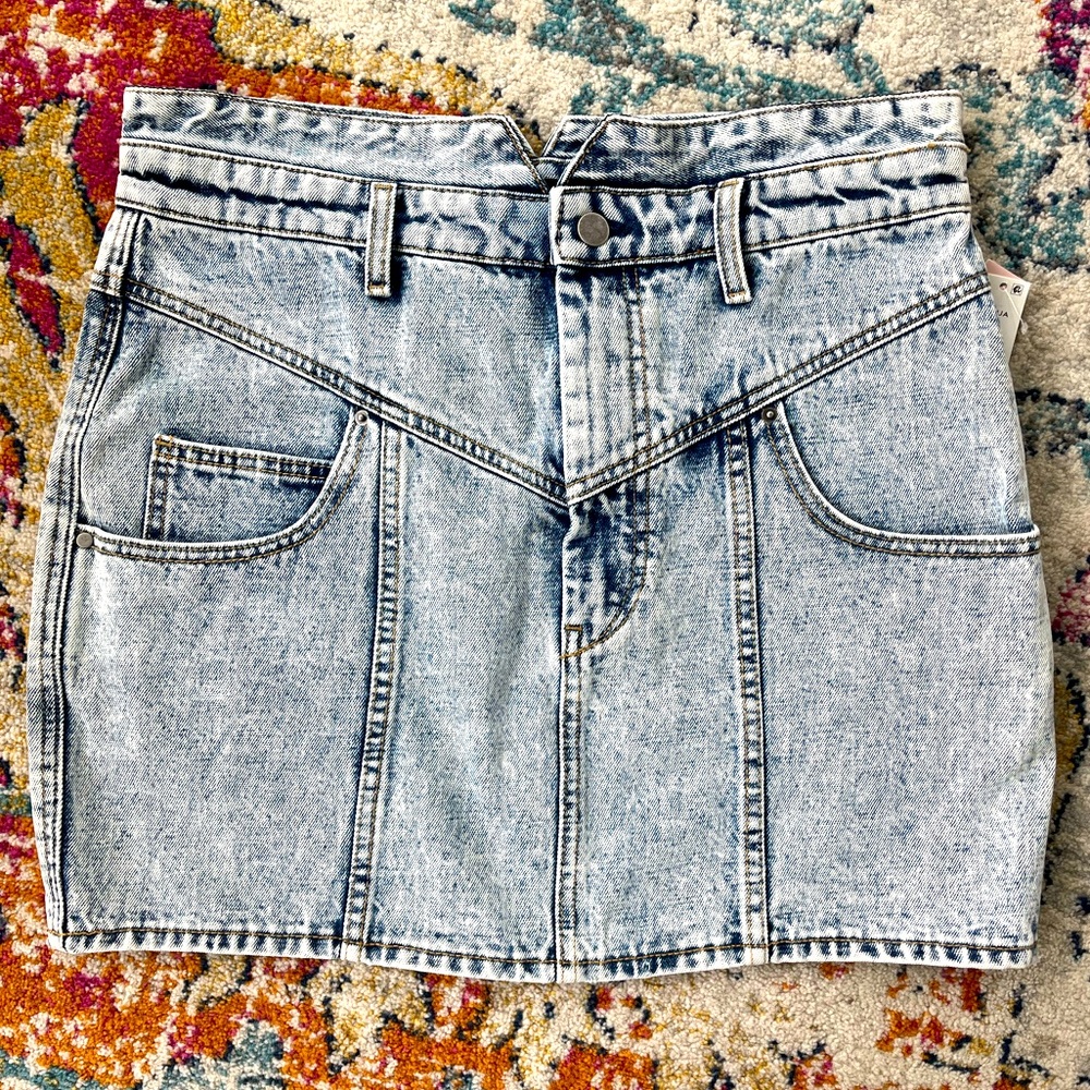 AQUA Acid Wash Denim Skirt